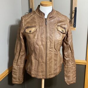 Jou Jou light brown faux leather jacket size small